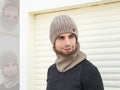 Cream Unisex Warm Winter Knit Ski Hat Beanie Neck Warmer