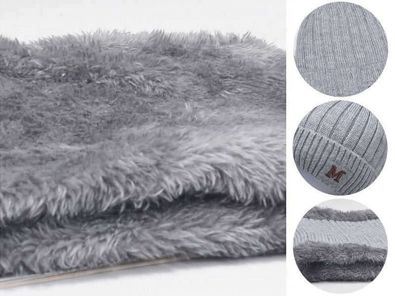 Cream Unisex Warm Winter Knit Ski Hat Beanie Neck Warmer