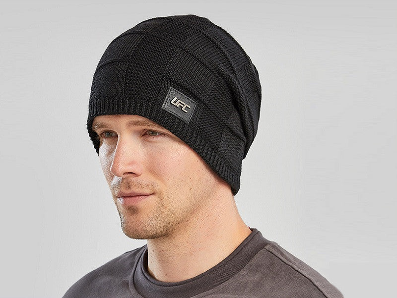 Black Unisex Warm Winter Knit Ski Hat Beanie Neck Warmer With Face Cover