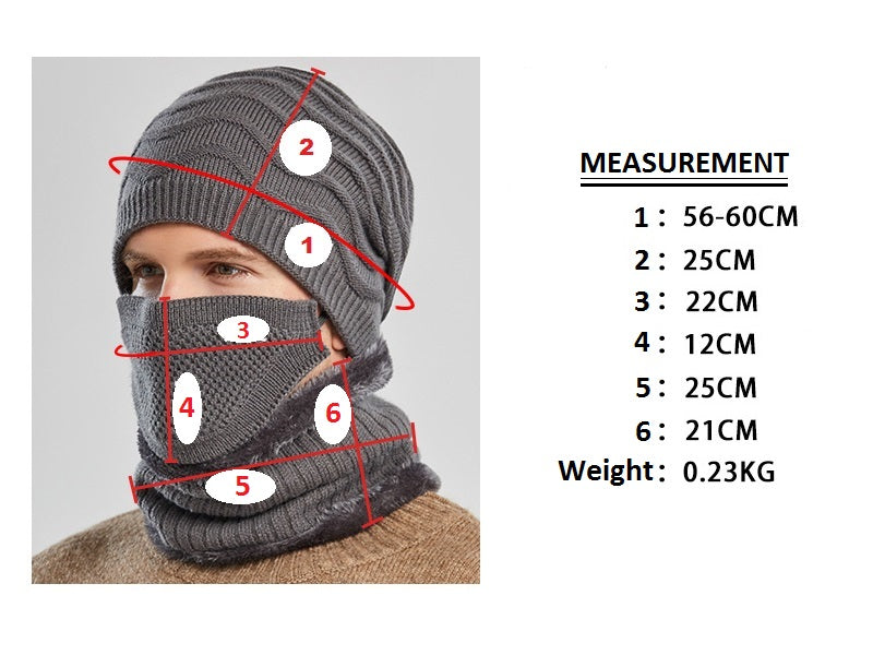 Unisex Warm Winter Knit Ski Hat Beanie Neck Warmer With Face Cover