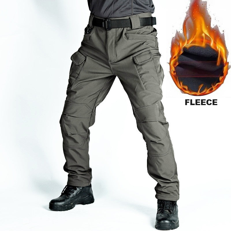 Men s Tactical Pants Water Resistant Cargo Pants Soft Shell Fleece Lined GREY