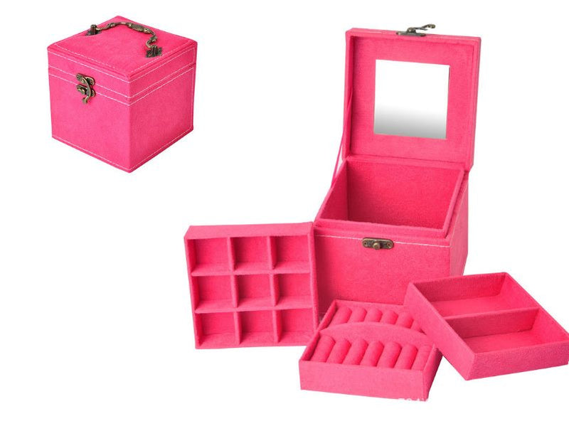 Vintage Retro 3-Tier Jewelry Case/Box/Organizer - R ED