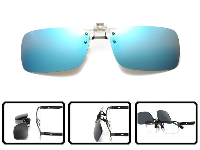 BLUE Night Vision Anti Glare Polarized Clip On Driving Glasses Sunglas