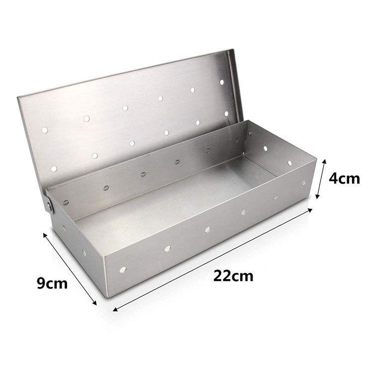Stainless Steel Smoker Box for Wood Chips BBQ Grilling Top Meat Smoker Box