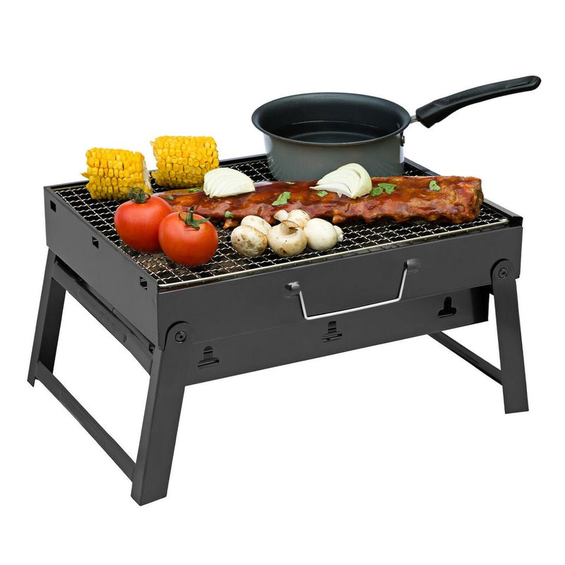 Large black Portable Briefcase-Size Charcoal BBQ Stove Grill - BLACK