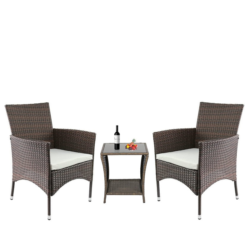 PE/PVC Rattan Patio Chairs & Round Table 3PC Set
