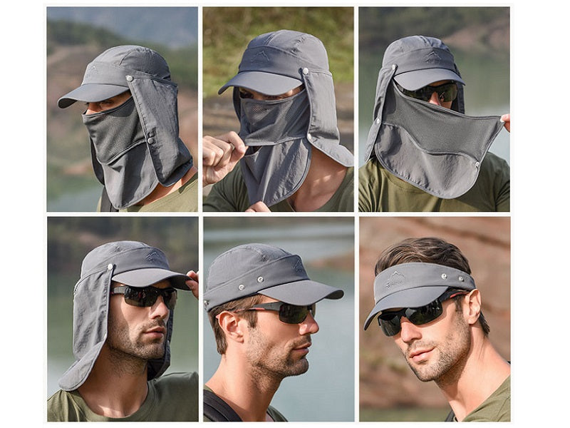 DARK GREY Sun Hat Wide Brim Bucket Hats Outdoor Fishing Hiking Cap UV Protection