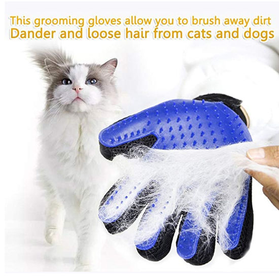 2 Pairs Pet Grooming Glove Brush Loose Hair Remover Fur Massage Removal Dog Cat