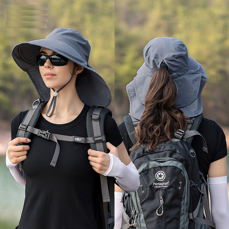 GREY Sun Hats Wide Brim Bucket Outdoor Fishing Hiking Cap UV Protection