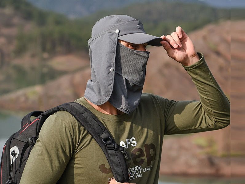 DARK GREY Sun Hat Wide Brim Bucket Hats Outdoor Fishing Hiking Cap UV Protection