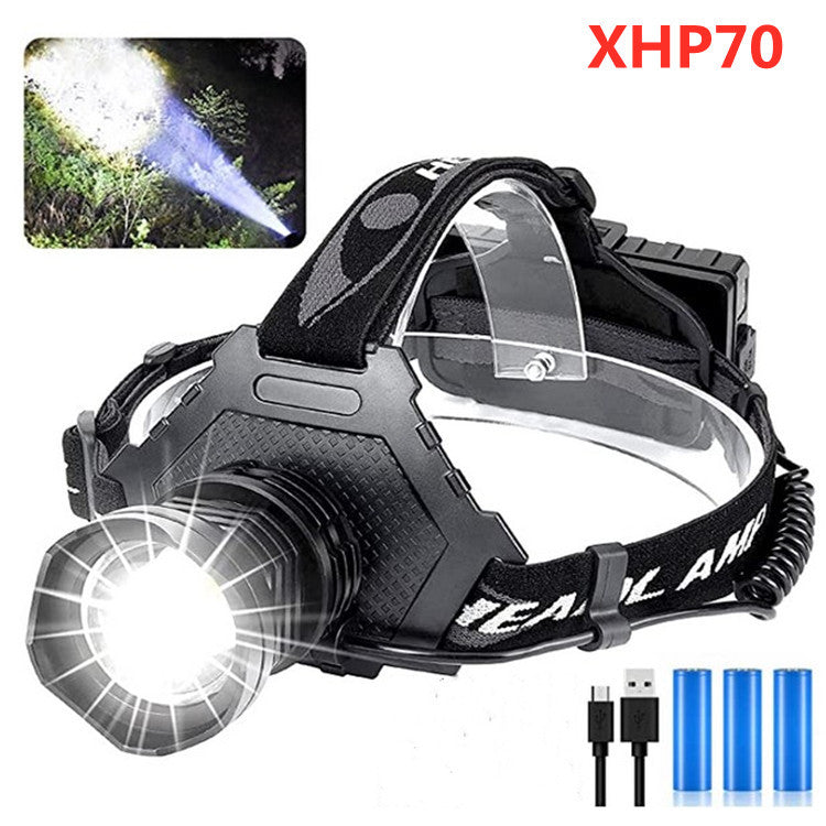 Headlamps XHP70 Super Bright Waterproof 3 x 18650 Batteris Adjustable