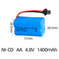 4.8V 1400mAh Rechargeable Battery for RC Car Boat Black