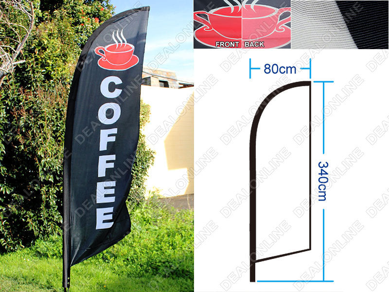 Commercial Feather Banner Flag Set OPEN sign 4m with Ground Drill