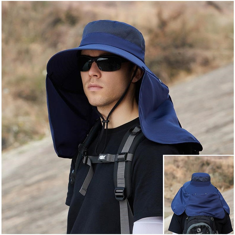 Hats Wide Brim Outdoor Fishing Hiking Cap UV Protection-Navy