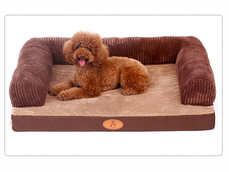 80 x 60cm Pet Sofa Bed with L-Shaped Cushioned Support