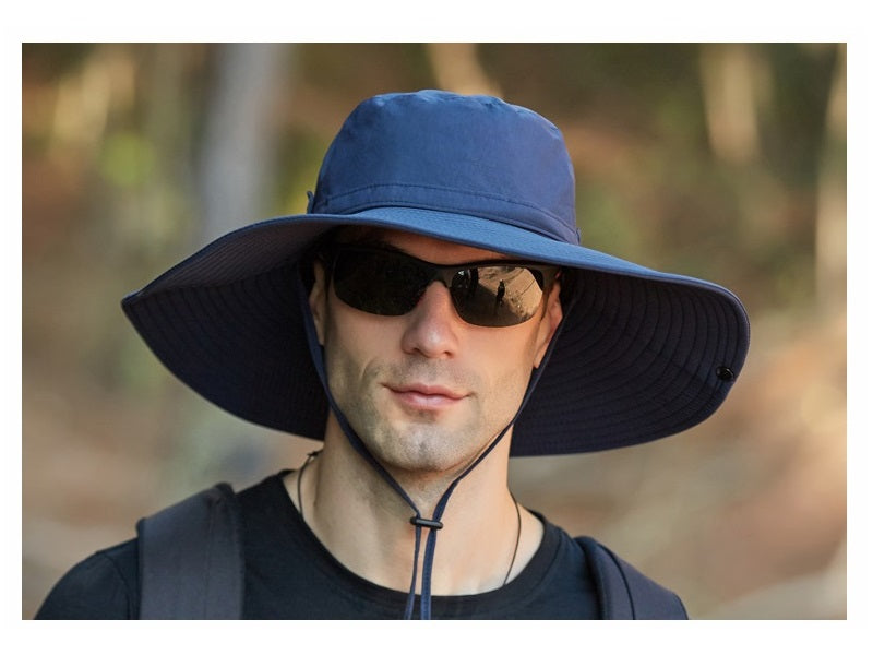 NAVY Men Sun Hat Wide Brim Bucket Hats Outdoor Fishing Hiking Cap UV P
