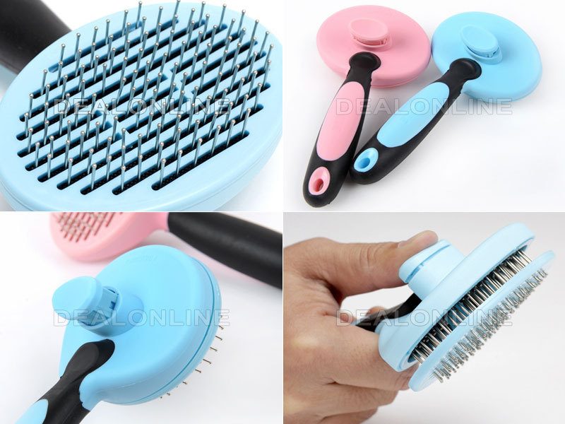 Self Cleaning Pet/Dog/Cat Grooming Brush BLUE or PINK