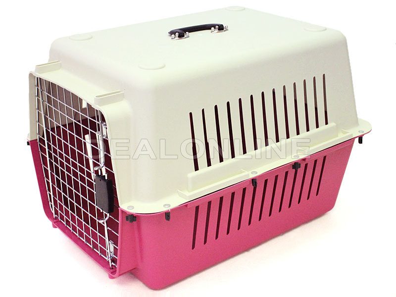 Pink plastic hot sale dog crate