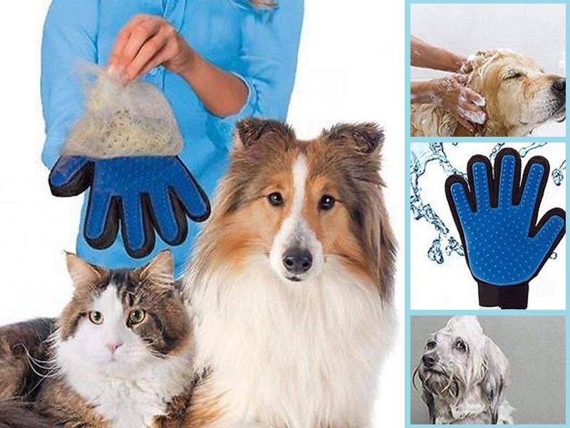 2 Pairs Pet Grooming Glove Brush Loose Hair Remover Fur Massage Removal Dog Cat