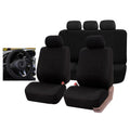 Car Seat Cover 5 Seater Front Rear Cushion Mat Polyester Steering Wheel Cover