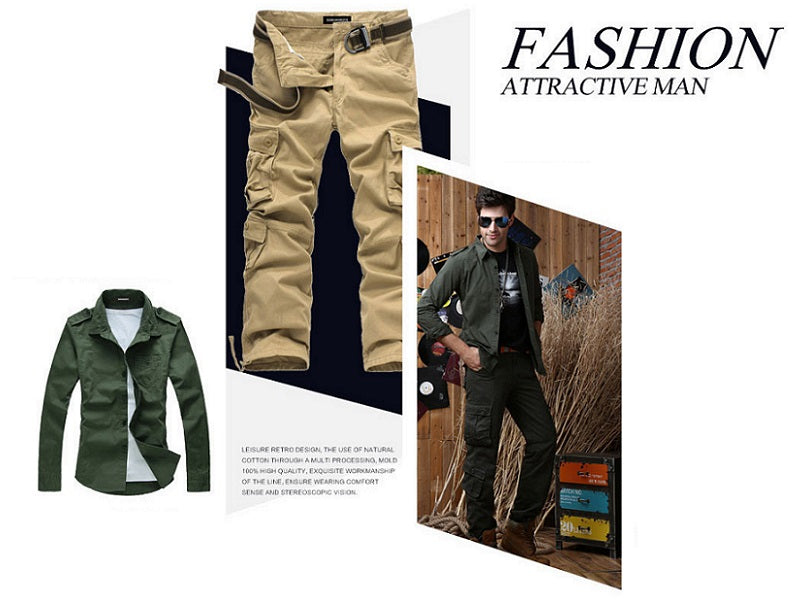 Cargo Pants Outdoor Solid Color Trousers Hiking Work Pants