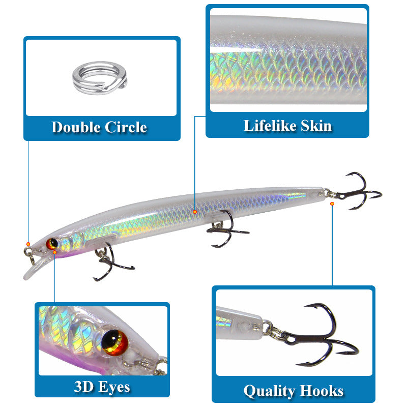 10 Pack Fishing Lures Hard Baits, 3D Eyes Minnow Fishing Lures 13.5cm 15.4g