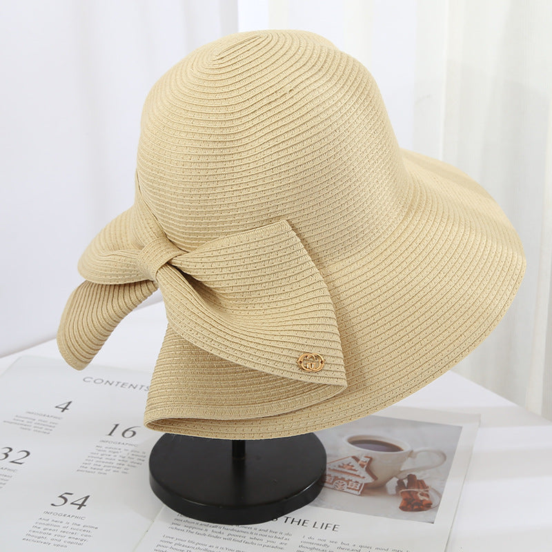 BLACK Women Lady Sun Straw Hat Wide Brim Floppy Derby Summer Beach Cap