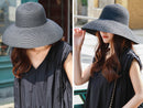 Sun Straw Hat Wide Brim Floppy Derby Summer Beach Cap WHITE