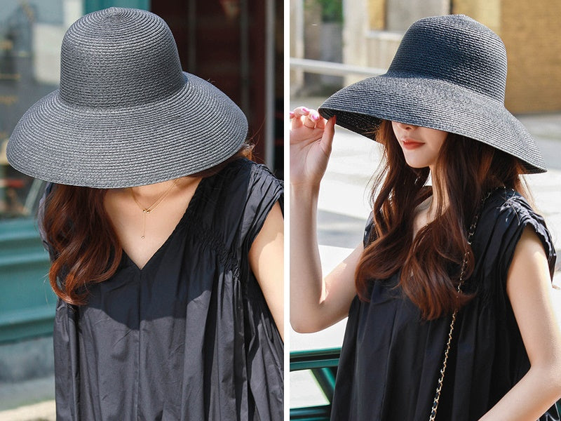 Sun Straw Hat Wide Brim Floppy Derby Summer Beach Cap WHITE