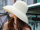 Sun Straw Hat Wide Brim Floppy Derby Summer Beach Cap WHITE