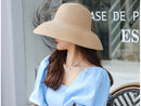 Sun Straw Hat Wide Brim Floppy Derby Summer Beach Cap - BROWN