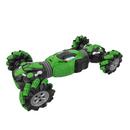 Dealonlinenz RC Stunt Car Transformer 4WD performing stunts, with colorful design and rugged tires for off-road action.
