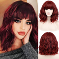 Women Mid Wig with Hat Blond Synthetic Hair Full Wigs High Quality