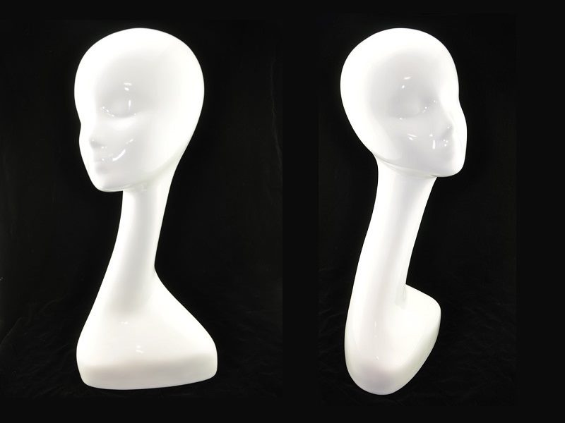 SAMPLE SALE Female Mannequin Head, Fiberglass, Glossy White