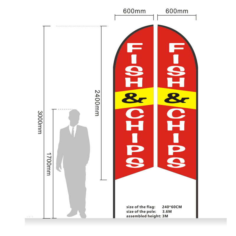 Fish & Chips Double sided print Flag