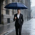 Navy Double-Canopy Umbrella Windproof 150CM Large Auto-Open +Cover