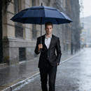 Navy Double-Canopy Umbrella Windproof 150CM Large Auto-Open +Cover