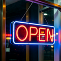 Large OPEN Sign Size L Neon LED Flashing & Remote Control 55CM