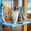 Dealonlinenz cat window perch hammock measuring 49cm by 30cm, sturdy and suitable for cats up to 22.5kg, attached to a window.