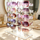 Dealonlinenz acrylic sunglasses display stand holding 10 pairs of sunglasses, retail shop display unit with clear compartments.
