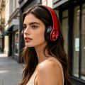 RED/B- Wireless Bluetooth Headset Headphones Foldable Stereo Earphones LED Super