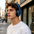 BLUE Wireless bluetooth Headset Headphones Foldable Stereo Earphones LED Super