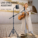 Dealonlinenz microphone stand with adjustable gooseneck and tablet clip, featuring a gear design for versatile support.