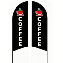Dealonlinenz 'COFFEE' 3.4m feather banner flag displaying bold coffee-themed signage for outdoor advertising.