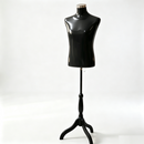Black half-body male mannequin display with realistic features for clothing presentation, from dealonline.co.nz.
