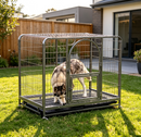 Large 110cm metal pet cage with wheels from dealonlinenz, featuring a sturdy frame and easy mobility for small pets.