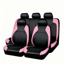 Universal Fit Faux Leather Full Set Black Automotive Seat Covers fits