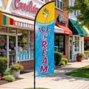 Double-sided feather banner flag with ice cream design, 3M length, suitable for business promotions by dealonline.co.nz