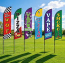 Double-sided feather banner flag with vibrant print, 3M height, ideal for business advertising, featuring the dealonline.co.nz branding.