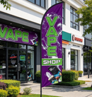 Double-sided feather banner flag for business promotion, featuring vibrant print and sturdy 3M material from dealonline.co.nz